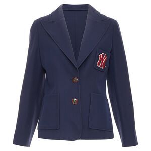 GUCCI NY Yankees 2018 Alessandro Michele navy wool silk blazer jacket IT42 M